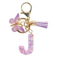 thumbnail image 4 of Holiday Decorations Christmas Indoor New Initial Letter Keychains for Women Tassel Purple Cute Car Keychain for Wallet Backpack Bag, J, 4 of 4