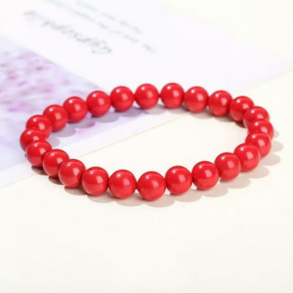 K-KED Natural 6/8/10/12mm Red Coral Round Beads Gemstone Stretch Bracelets 7.5'' AAA-6 mm