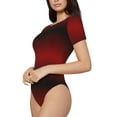 thumbnail image 2 of Haiem Red Geometric Women's Crew Neck Short Sleeve Bodysuit Tops Stretchy Slim Basic-Large, 2 of 9