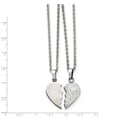thumbnail image 3 of Stainless Steel 1/2 Heart Brushed & 1/2 Heart Crystal Necklace Set; 20 inch; for Adults and Teens; for Women and Men, 3 of 3