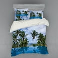 thumbnail image 2 of Ambesonne Tropical Bedding Set 3 Pcs, Infinity Pool Palm, Twin, Blue Green White, 2 of 3