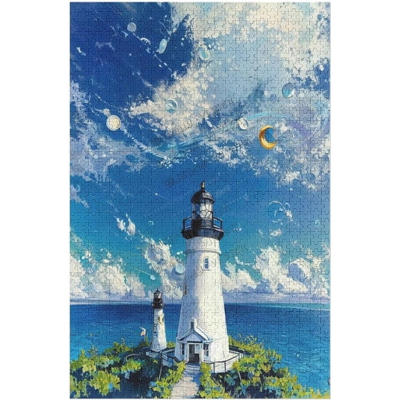 1000 Pieces Jigsaw Puzzles for Adults Landscape Ocean Lighthouse Summer Beach Jigsaw Puzzles Landscape Puzzle Nature Puzzles Game Intellectual Puzzles Gift Home Kitchen Bedroom Decor