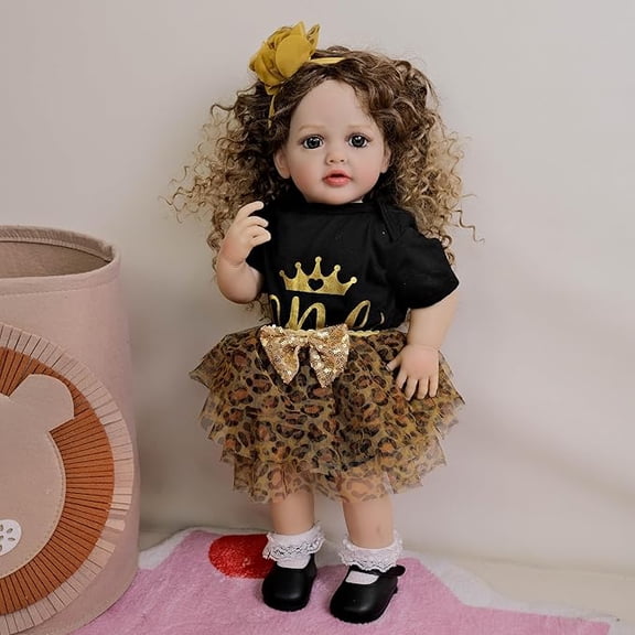 iCrade Lovely Toddler Dolls Girl Betty 22 Inch 55 cm Handmade Realistic Newborn Babies Soft Full Body with Wig Sheath Xmas Birthday Gift for Kids Age 3 