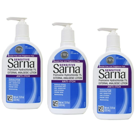 Sarna Sensitive Anti-Itch Moisturizing Lotion for Dry Irritated Skin 7.5 Fl oz. (Pack of 3)
