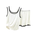 thumbnail image 2 of Ayolanni Womens Pajamas Sets Cotton 2 Piece Sleeveless Tank Tops and Shorts Pjs Elastic Waist Soft Solid Loungewear Lounge Sets L, 2 of 7