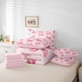 thumbnail image 6 of Manfei Teens Girls Pink Ribbon Bowtie Bedding Comforter Set 7pcs,Kawaii Bow-Tie Queen Bedding Sets Super Cozy,Dreamy Princess Queen Sheet Sets,Lightweight Room Decor,Reversible, 6 of 8