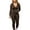 Brown, variant on Women Two Piece Outfits Workout Sets Bodycon Tracksuit Long Sleeve Zip Up Hoodie Jacket Jogger Matching Sweat Pants Set