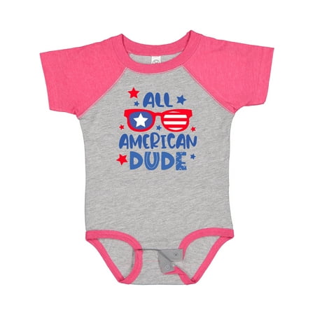 

Inktastic 4th of July All American Dude with Red and Blue Glasses Gift Baby Boy Bodysuit