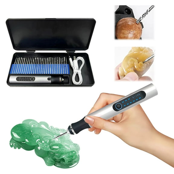 Bxaolu Electric Engraving Pen with 30 Bits, USB Rechargeable Cordless Engraving Machine, Portable DIY Rotary Engraver for Jewelry Wood Glass Stone Carving