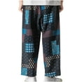 thumbnail image 2 of Men Pants Men's And Linen Casual Loose Plaid Oversized Lantern Pants Harlan Straight Leg Pants Men Pants Casual，Casual Pants for Men SweatPants Men Sweat Pants for Men, 2 of 8