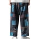 thumbnail image 2 of Pantalones largos para hombre, de lino y algodón, informales, holgados, a cuadros, de gran tamaño, tipo farol, estilo Harlan, de pierna recta, de algodón y lino., 2 of 8