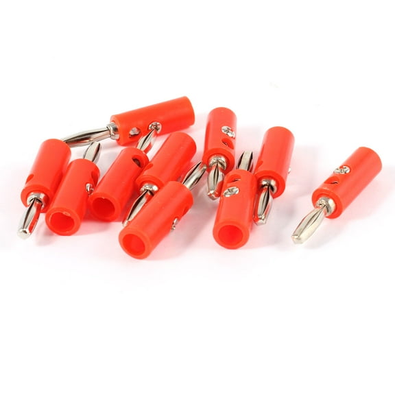 Unique Bargains 10pcs Audio Speaker Wire Cord Banana Plug Screw Connector Adapter Red 3.5mm