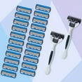 thumbnail image 2 of 2 Handles   24/26 Blades / Men's and Women's Manual Safety Razor with 3/6 Layers of Stainless Steel Hair Removal Shaver Blade Replaceable Shaving Head Shaving Tool, 2 of 8