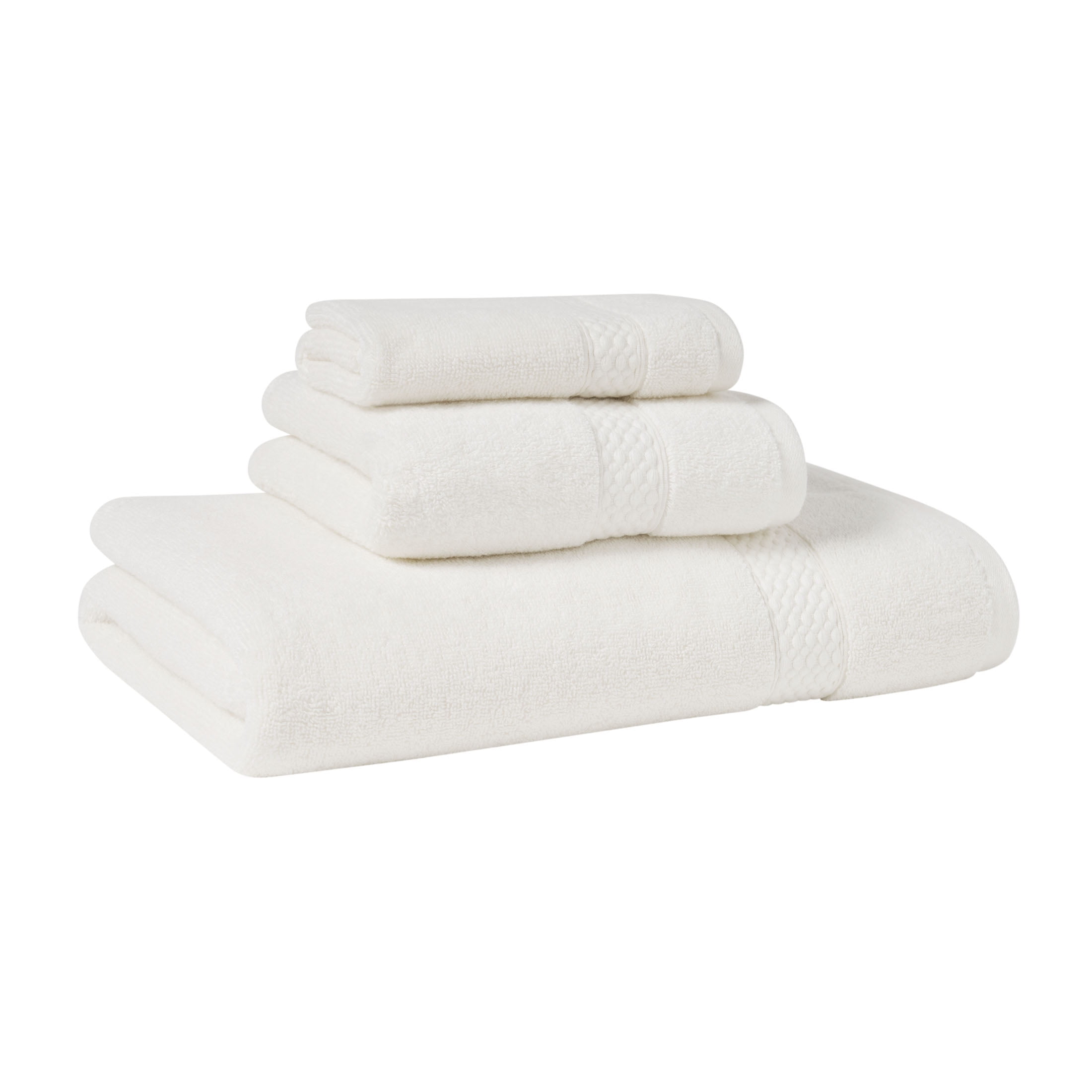 Beautiful by Drew Barrymore Dobby Bath Towel, Soft 100% Cotton, Off White