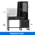 thumbnail image 2 of DEXTRUS Vanity Set with Mirror & Organizing Rack and LED Lighting  for Bedroom, Black, 2 of 10