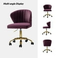 thumbnail image 3 of Tina's Home Purple Velvet Swivel Office Chair with Gold Legs, Adjustable Height Rolling Desk Chair for Vanity, 3 of 11