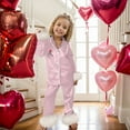 thumbnail image 4 of Pajama Set for Girls 2PC Valentine's Day Lapel Button up Cute Graphics Kids Loungewear 2 Piece Outfits(14Y 14 Years,RD2), 4 of 5