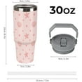 thumbnail image 3 of 30 Oz Insulated Tumblers with Flip Straw Lid Top Handle Striped Bows Pink Leakproof Reusable Vacuum Stainless Steel Travel Coffee Mug for Car, 3 of 6
