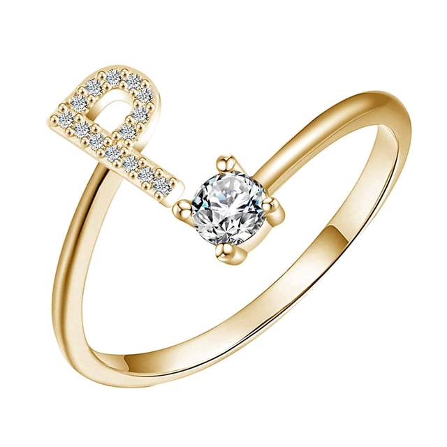 WREESH Bague Mode Exquise 26 Style Alphabet Anglais Lettre Bague en Cuivre