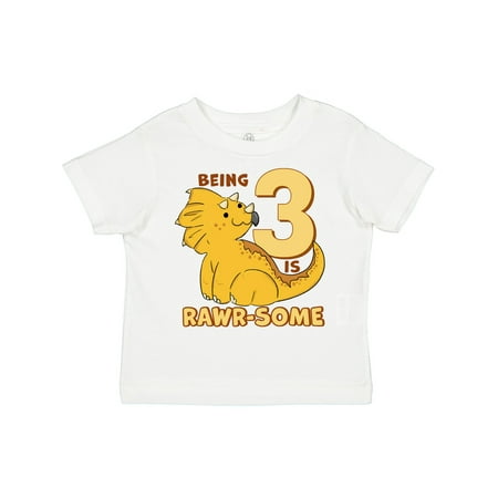 

Inktastic Cute 3 Year Old Triceratops Gift Toddler Boy or Toddler Girl T-Shirt