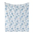 thumbnail image 1 of Fish Soft Flannel Fleece Blanket, Aquatic Fauna with Sharp Teeth Cartoon Nature Illustration Piranha Design, Cozy Plush for Indoor and Outdoor Use, 70" x 90", Baby Blue and Pale Blue, by Ambesonne, 1 of 6