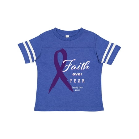 

Inktastic Faith Over Fear Gynecological Cancer Awareness Purple Ribbon Gift Toddler Boy or Toddler Girl T-Shirt
