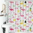 thumbnail image 3 of Flamingo Pattern Waterproof Polyester Quick-Drying Shower Curtain for Bathroom with 12 Hooks, 3 of 6