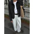 thumbnail image 4 of Chaqueta Informal de Larga con Solapa y Botones para Mujer, Color Liso, Abrigo Corto, Camisa Vintage con Botones. Negro L, 4 of 8