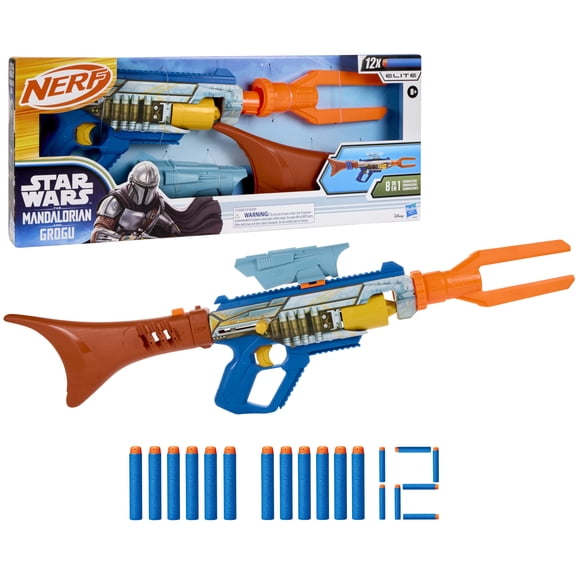 Nerf Star Wars The Mandalorian Blaster, 3 Attachments, Indoor and Outdoor, 12 Nerf Elite Darts, Ages 8 