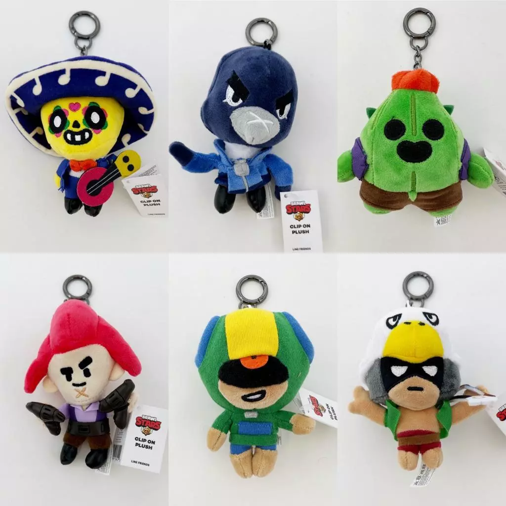 SuperCell Brawl Stars Line Friends Bag Clip Plush Charm Keychain - Lot of 6
