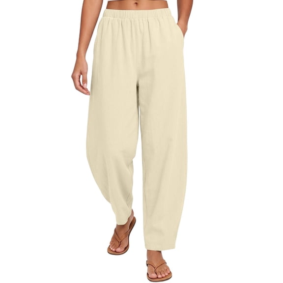 Women's Yoga Pants Long Length New Women’s Elastic Waist Pants, Wide Leg Casual Long Pants, Lightweight Relaxed Fits Bottoms with Pockets