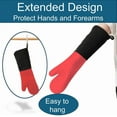 thumbnail image 3 of HEETLY 19-Inch Extra Long Commercial Oven Mitts, 1-Pair Set, 500°F Heavy Duty Heat Resistant, Red, 3 of 6