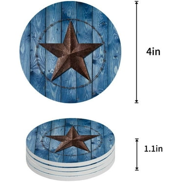 ZHANZZK Texas State Flag Vintage Wood Farmhouse Barn Set of 4 Round Coaster for Drinks, Absorbent Ceramic Stone Coasters Cup Mat with Cork Base for Home Kitchen Room Coffee Table Bar Decor