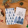thumbnail image 3 of Hello Winter Kitchen Towels Set of 2,Blue Tree Snowflake Dish Hand Towels Holiday Home Indoor Bathroom Party Seasonal Noel Decorations, 3 of 6
