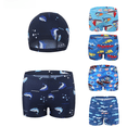 thumbnail image 2 of Conjunto de dos bañadores de tela de poliéster con dibujos de tiburones para niños, para jugar al baloncesto en la piscina y practicar deportes acuáticos, 2 of 4