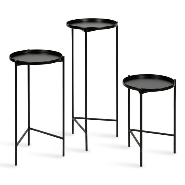 Kate and Laurel Ulani Modern Nesting Table, Set of 3, Black, Sophisticated End Tables for Display and Storage