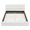 thumbnail image 5 of Queen Size Upholstered Platform Bed Frame with Berber Fleece Headboard Wood Slat Support Easy Assembly No Box Spring Needed, White, 5 of 9