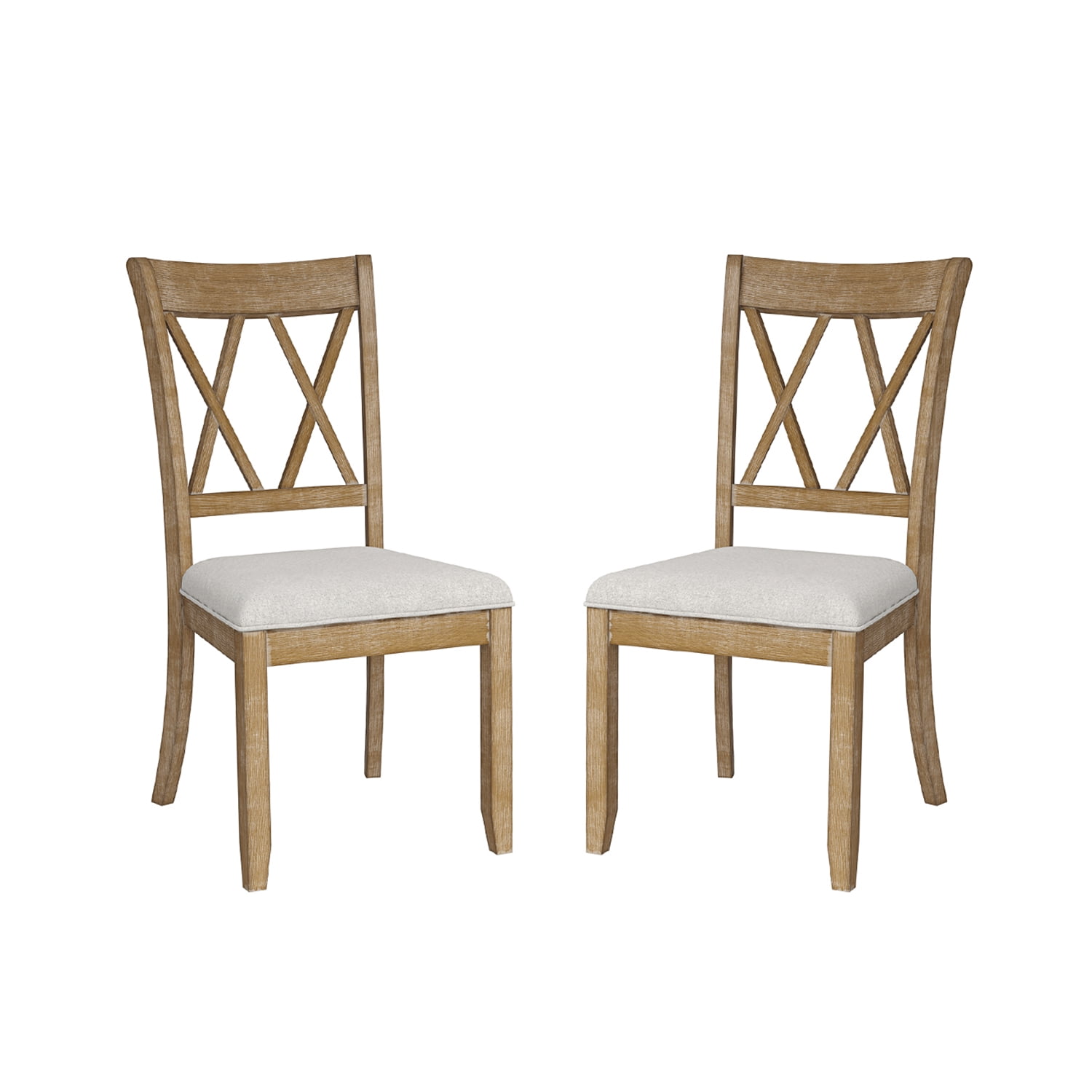 Tina's Home Solid Wood Dining Chairs Set of 2, Farmhouse  Upholstered Armless Side Chairs Crossing High Back Living Room Kitchen