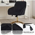 thumbnail image 4 of Black Cute Vanity Chair with Wheels, Velvet Home  Office Desk Chair, Swivel Makeup Chair with Back, Metal Base Upholstered Nail Tech Chairs for Make Up Room Bedroom (Black + Velvet), 4 of 7