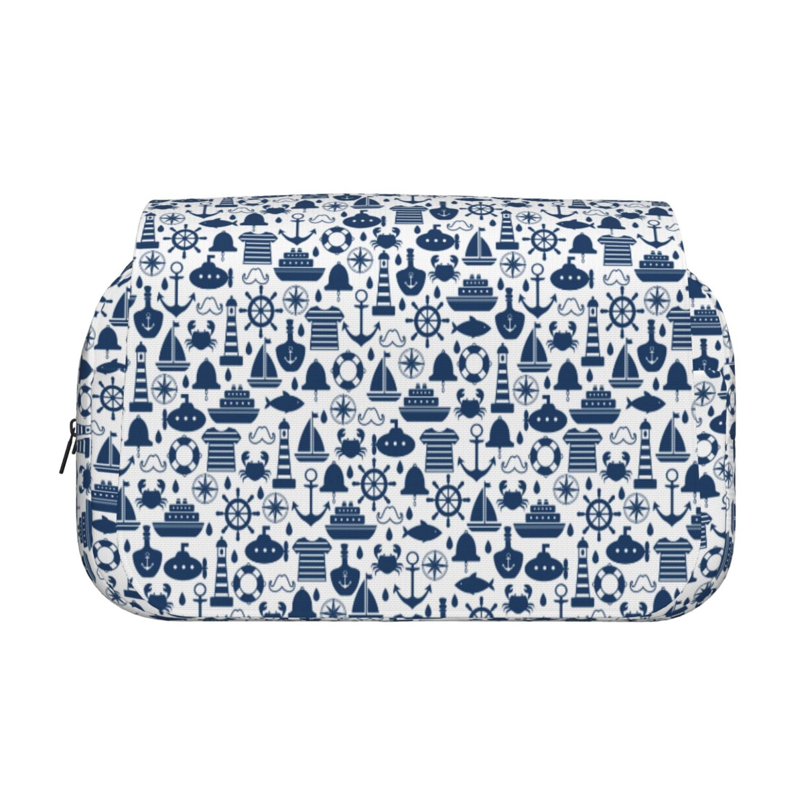 Rateoe Seaside Primary Color Pattern Double Clamshell Pen Case, Storage Organizer with Two Zipper Compartments– Holds Up to 50 Pencils & Pens