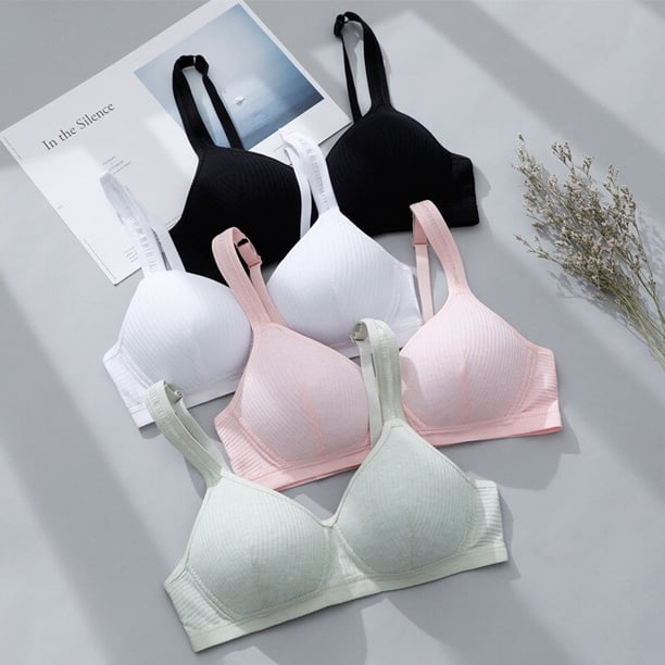 Cotton No Steel Ring Girl Underwear Development Period College Students High School Students Summer Thin Bra Small Chest BraBlack85(AB) He Qiyong unisex