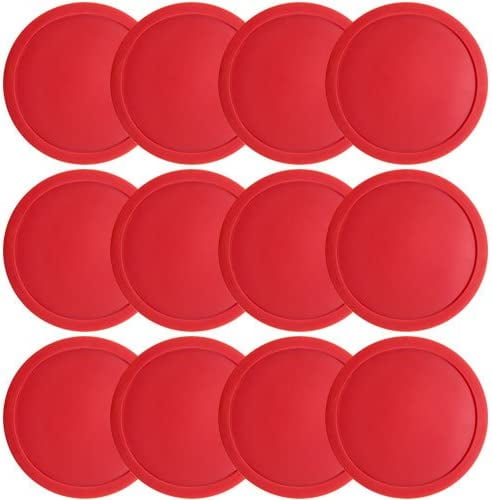 Brybelly set of two large red 3 1/4 Inch air hockey pucks for full size air hockey tables