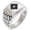 Silver, variant on Stainless Steel Miyoshi Samurai Crest Geometric Pattern Step-Down Biker Style Polished Ring