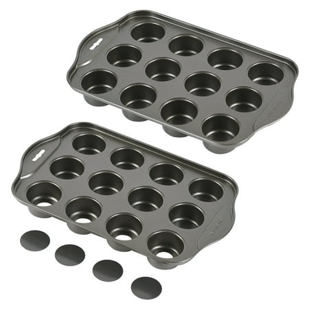 

2 Pack Mini Muffin Cheesecake Pan with Removable Bottom 12 Cavity Nonstick Cupcake Pan