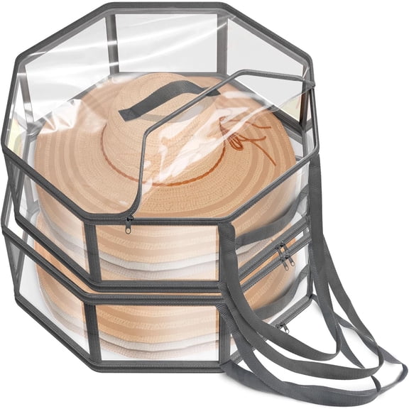 Clear Hat Storage Bag, Holds up to 7 Caps Cowboy Hat Organizer for Closet, Wide Brims Hat Case with Carrying Handles