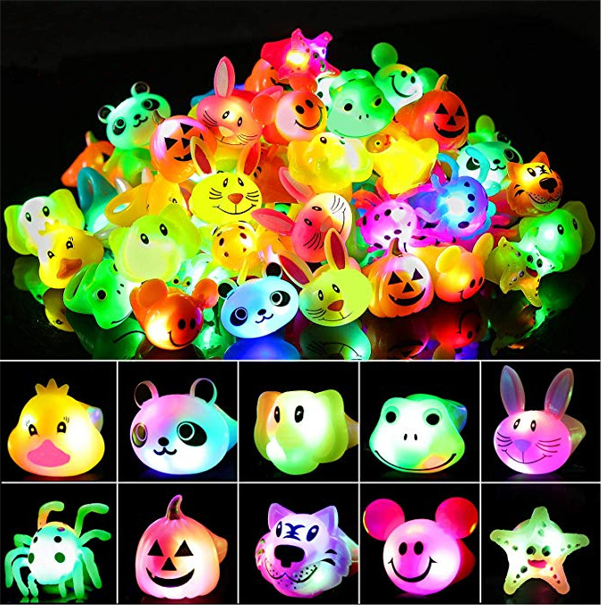 Light Up Ring LED Flashing Rings for Children Party Cosplay Accs Animal