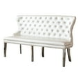 thumbnail image 1 of Plage en Faux Cuir Blanc avec Assise Touffetée et Pieds en Acier Inoxydable Argentés, 1 of 3