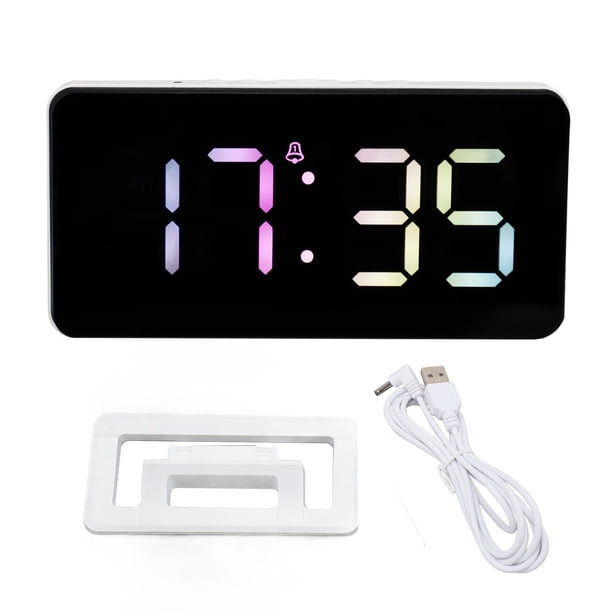 Reloj despertador digital LED con espejo, automático, fotosensible, con carga USB y alarmas duales para el hogar, el dormitorio y la oficina.