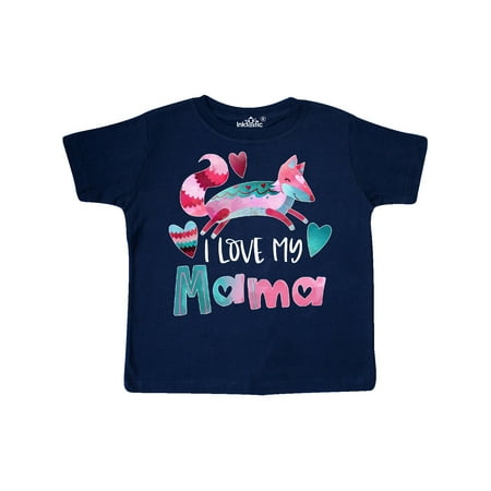

Inktastic I Love My Mama Pink and Blue Fox with Hearts Gift Toddler Boy or Toddler Girl T-Shirt