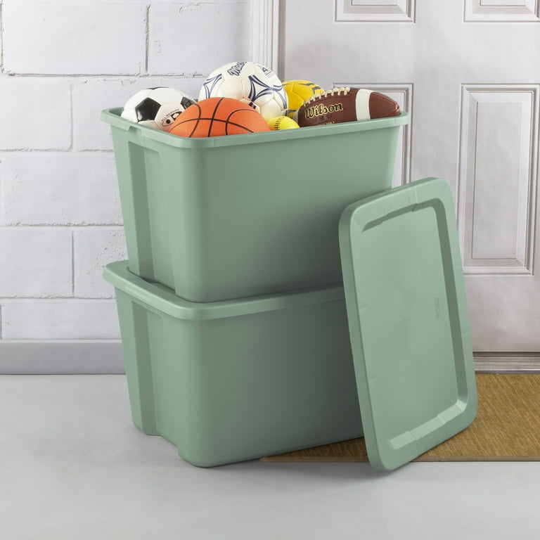 Sterilite 18 Gallon Tote Box Plastic Green Sage Walmart